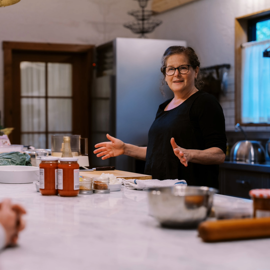 Chef Lauren feldman teaching in the Larder